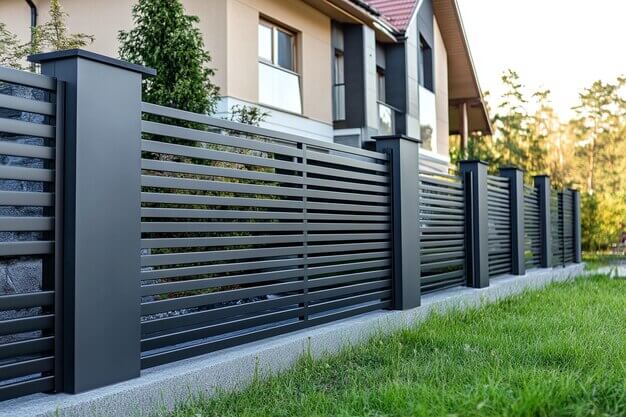 Black aluminum security fence